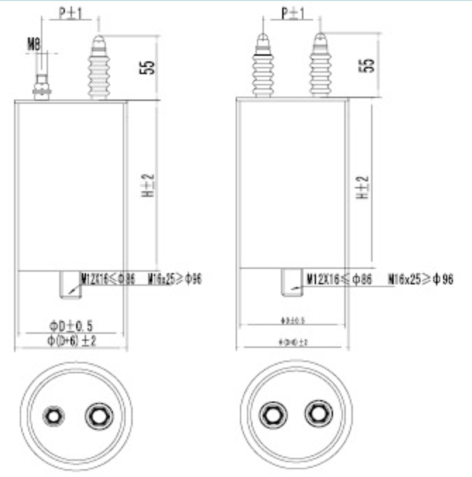 JKMJ型均壓阻尼電容器外形尺寸圖